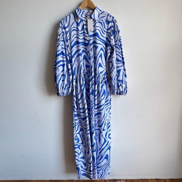 NWT THE LULO PROJECT Ale Dress Zebra Dunas Blue Maxi - Picture 2 of 8